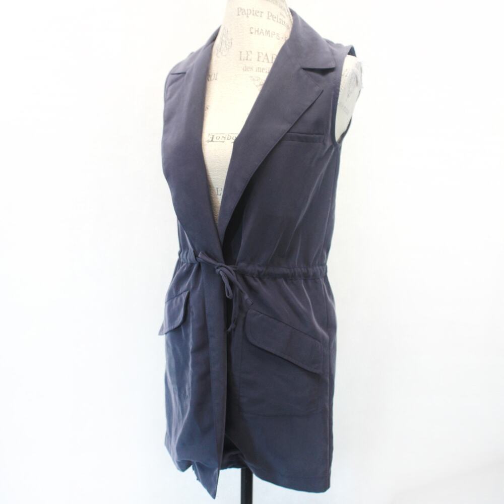 Anthropologie Elevenses Grey Collar Vest Jacket pockets office career XS